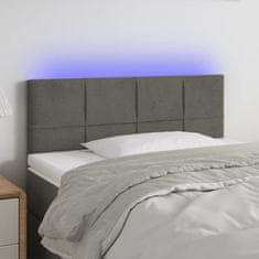 Vidaxl Čelo postele s LED tmavě šedé 90x5x78/88 cm samet