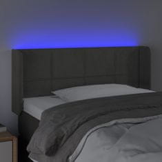 Vidaxl Čelo postele s LED tmavě šedé 93 x 16 x 78/88 cm samet