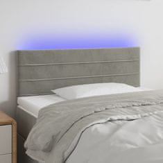 Vidaxl Čelo postele s LED světle šedé 100 x 5 x 78/88 cm samet