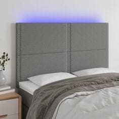 Vidaxl Čelo postele s LED tmavě šedé 144x5x118/128 cm textil