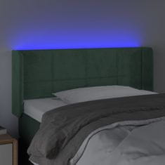 Vidaxl Čelo postele s LED tmavě zelené 93 x 16 x 78/88 cm samet