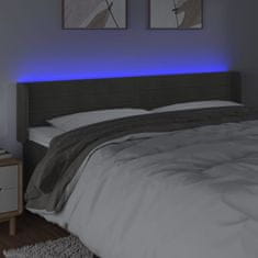 Vidaxl Čelo postele s LED tmavě šedé 183 x 16 x 78/88 cm samet