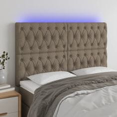 Vidaxl Čelo postele s LED taupe 144x7x118/128 cm textil