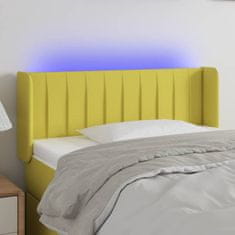 Vidaxl Čelo postele s LED zelené 103 x 16 x 78/88 cm textil