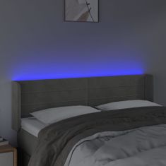 Vidaxl Čelo postele s LED světle šedé 147 x 16 x 78/88 cm samet