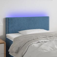 Vidaxl Čelo postele s LED tmavě modré 80 x 5 x 78/88 cm samet