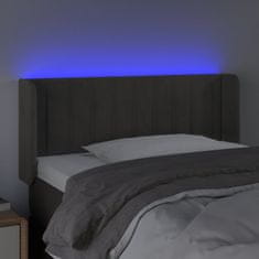 Vidaxl Čelo postele s LED tmavě šedé 93 x 16 x 78/88 cm samet