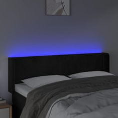 Vidaxl Čelo postele s LED černé 147 x 16 x 78/88 cm samet