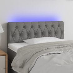 Vidaxl Čelo postele s LED tmavě šedé 100 x 7 x 78/88 cm textil