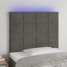 Vidaxl Čelo postele s LED tmavě šedé 90x5x118/128 cm samet