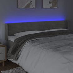 Vidaxl Čelo postele s LED světle šedé 183 x 16 x 78/88 cm samet