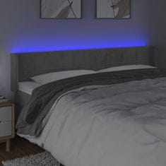 Vidaxl Čelo postele s LED světle šedé 203 x 16 x 78/88 cm samet