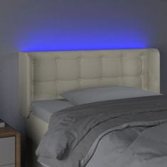 Vidaxl Čelo postele s LED krémové 103 x 16 x 78/88 cm umělá kůže