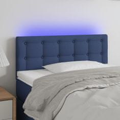 Vidaxl Čelo postele s LED modré 90x5x78/88 cm textil