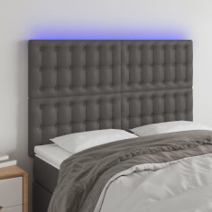 Vidaxl Čelo postele s LED šedé 144x5x118/128 cm umělá kůže