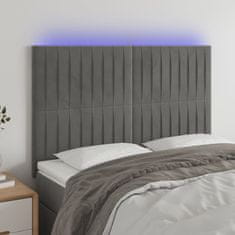 Vidaxl Čelo postele s LED světle šedé 144x5x118/128 cm samet