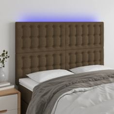 Vidaxl Čelo postele s LED tmavě hnědé 144x5x118/128 cm textil