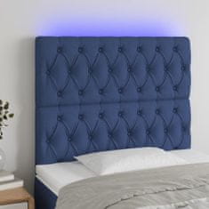 Vidaxl Čelo postele s LED modré 90x7x118/128 cm textil