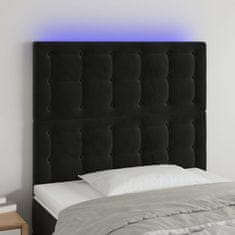 Greatstore Čelo postele s LED černé 90x5x118/128 cm samet