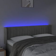 Vidaxl Čelo postele s LED světle šedé 147 x 16 x 78/88 cm samet