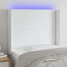 Vidaxl Čelo postele s LED bílé 93 x 16 x 118/128 cm umělá kůže