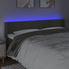 Vidaxl Čelo postele s LED tmavě šedé 163 x 16 x 78/88 cm samet