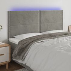 Vidaxl Čelo postele s LED světle šedé 160x5x118/128 cm samet