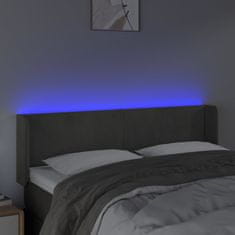 Vidaxl Čelo postele s LED tmavě šedé 147 x 16 x 78/88 cm samet