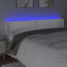 Vidaxl Čelo postele s LED bílé 163 x 16 x 78/88 cm umělá kůže