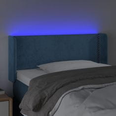 Vidaxl Čelo postele s LED modré 93 x 16 x 78/88 cm samet