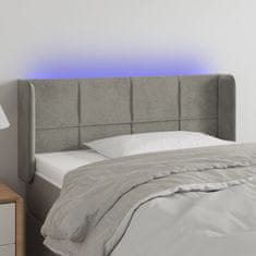 Vidaxl Čelo postele s LED světle šedé 103 x 16 x 78/88 cm samet