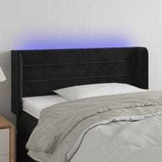 Vidaxl Čelo postele s LED černé 93 x 16 x 78/88 cm samet