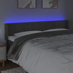 Vidaxl Čelo postele s LED tmavě šedé 203 x 16 x 78/88 cm samet