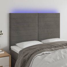 Vidaxl Čelo postele s LED tmavě šedé 144x5x118/128 cm samet