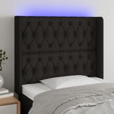 Vidaxl Čelo postele s LED černé 103 x 16 x 118/128 cm textil