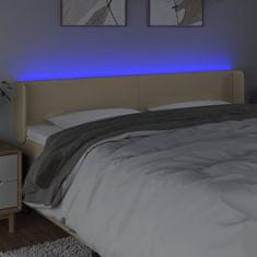 Vidaxl Čelo postele s LED krémové 163 x 16 x 78/88 cm textil