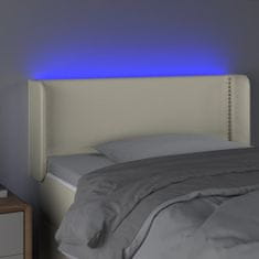 Vidaxl Čelo postele s LED krémové 103 x 16 x 78/88 cm umělá kůže