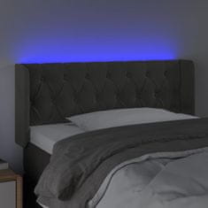 Vidaxl Čelo postele s LED tmavě šedé 103 x 16 x 78/88 cm samet