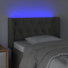 Vidaxl Čelo postele s LED tmavě šedé 83 x 16 x 78/88 cm samet