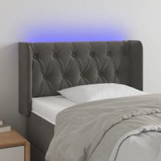 Vidaxl Čelo postele s LED tmavě šedé 83 x 16 x 78/88 cm samet