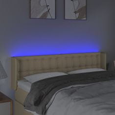 Vidaxl Čelo postele s LED krémové 147 x 16 x 78/88 cm textil