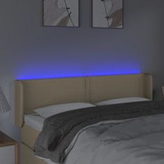 Vidaxl Čelo postele s LED krémové 147 x 16 x 78/88 cm textil