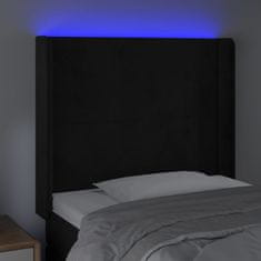 Greatstore Čelo postele s LED černé 93 x 16 x 118/128 cm samet