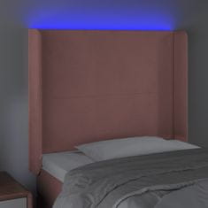 Vidaxl Čelo postele s LED růžové 83 x 16 x 118/128 cm samet