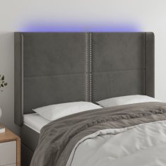 Vidaxl Čelo postele s LED tmavě šedé 147 x 16 x 118/128 cm samet