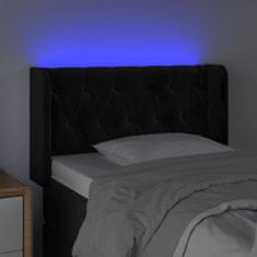 Vidaxl Čelo postele s LED černé 83 x 16 x 78/88 cm samet