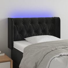 Vidaxl Čelo postele s LED černé 83 x 16 x 78/88 cm samet