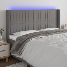 Vidaxl Čelo postele s LED tmavě šedé 203 x 16 x 118/128 cm textil