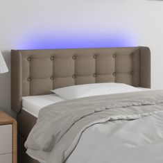 Vidaxl Čelo postele s LED taupe 103 x 16 x 78/88 cm textil