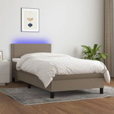 Greatstore Box spring postel s matrací a LED taupe 90x190 cm textil